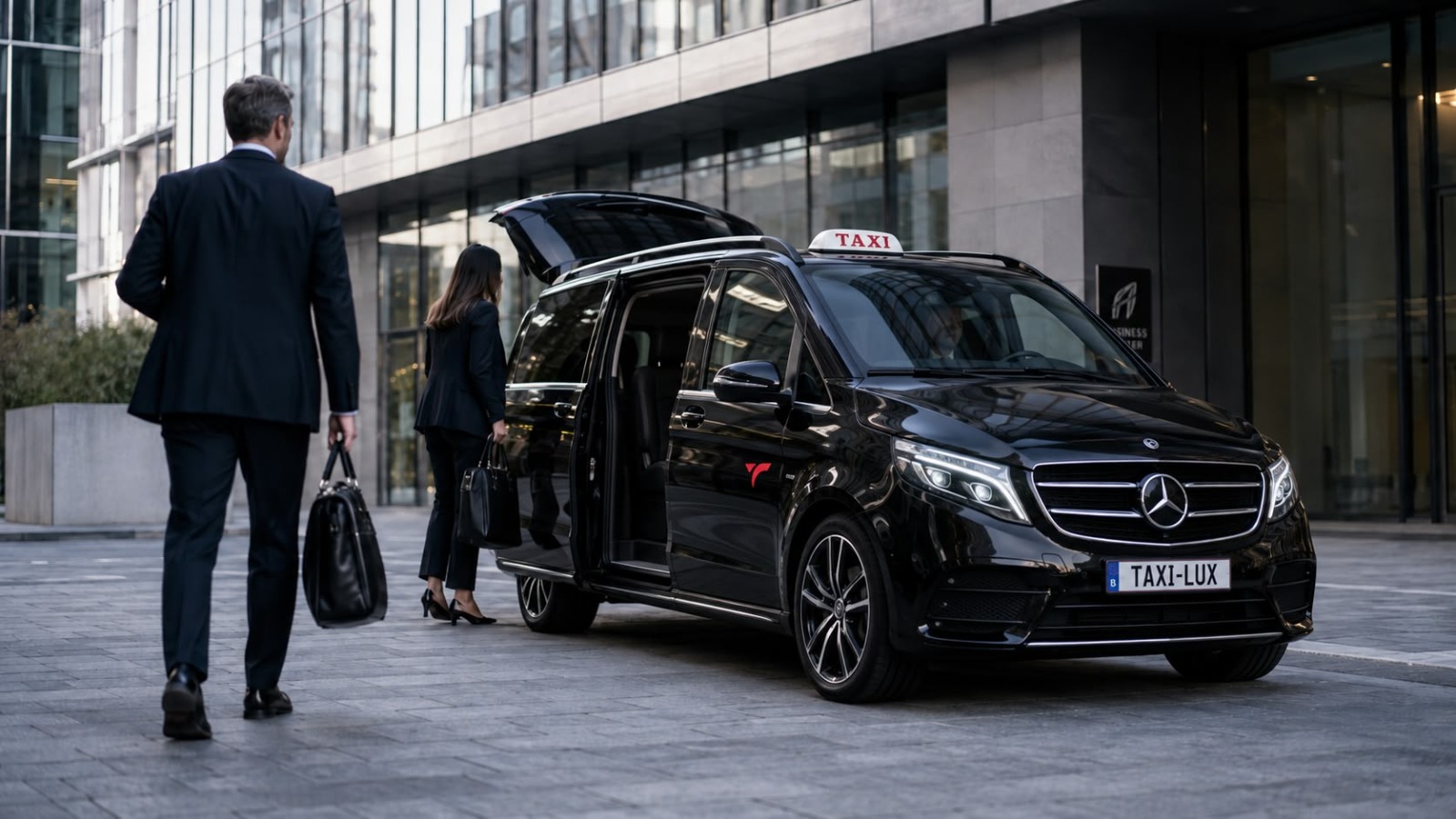 Véhicule TAXI-LUX devant Brussels Airport